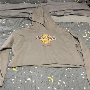 Hard Rock Cafe Gray Crop Top Hoodie